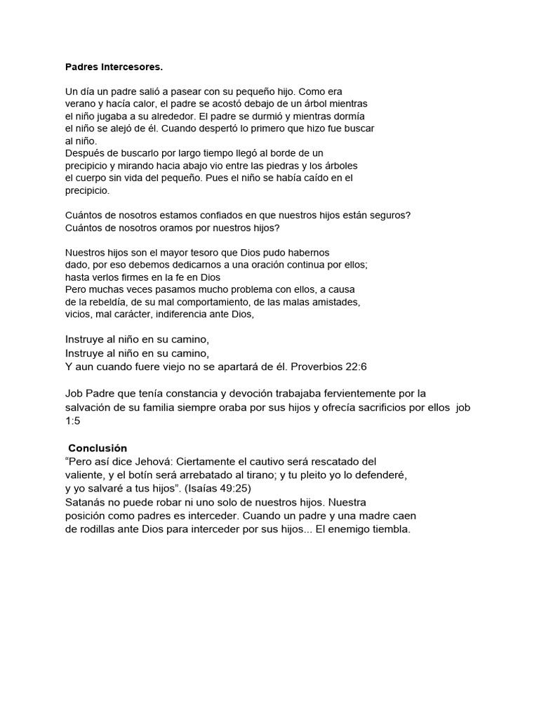 Oración de Padres por sus Hijos | PDF | Religión y espiritualidad