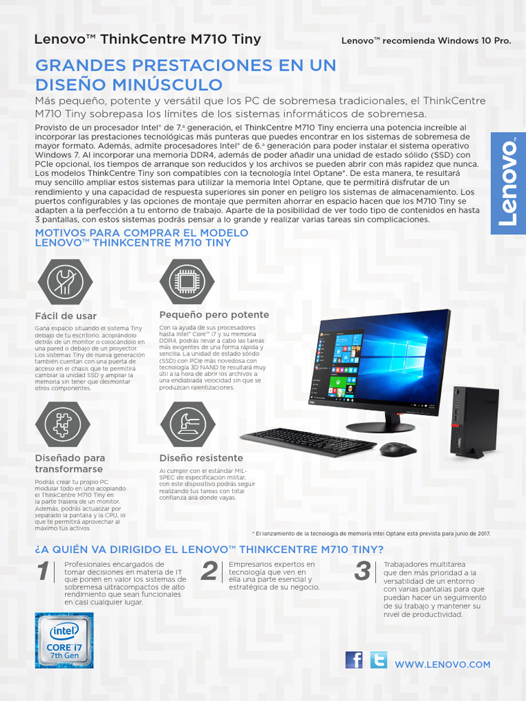 TC M710q DS ES | PDF | Lenovo | Unidad de estado sólido