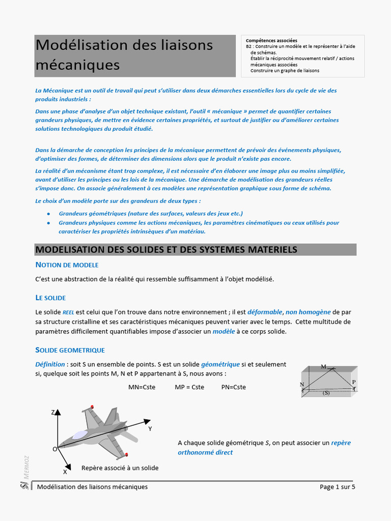 Modélisation des liaisons mécaniques | PDF | Géométrie | Outils
