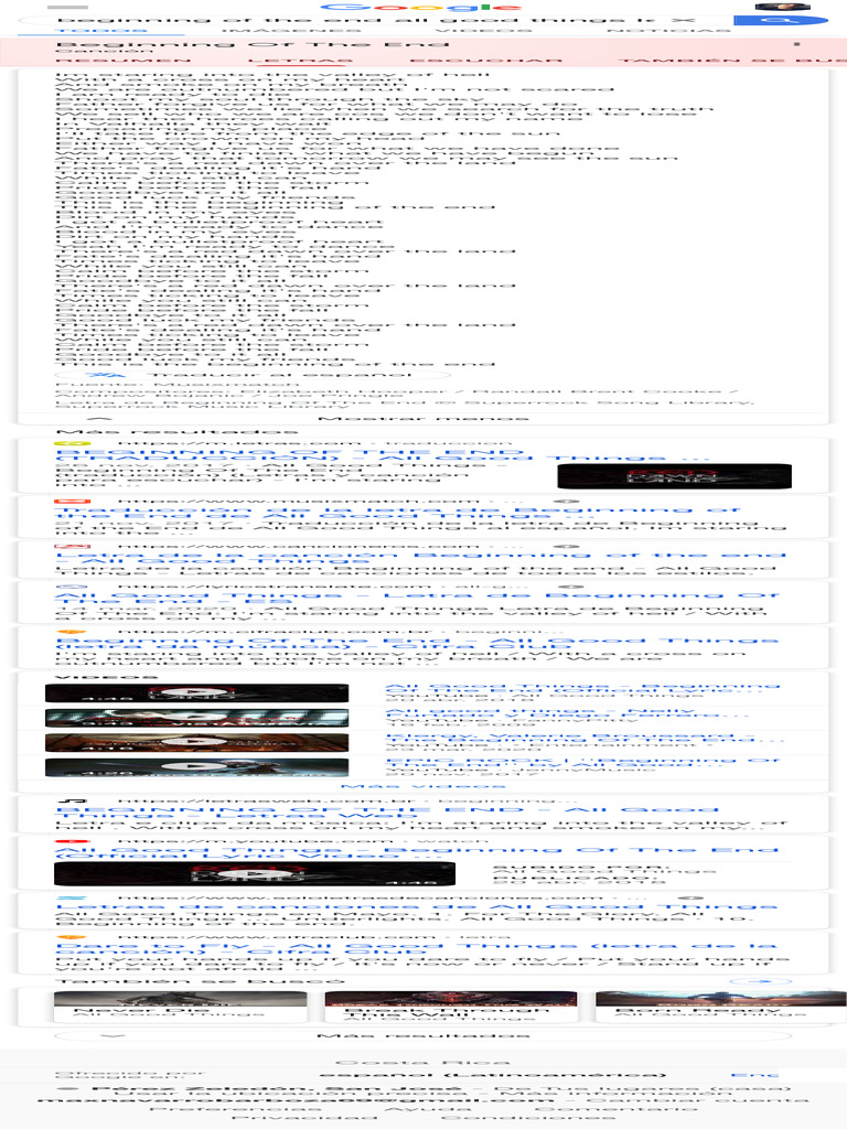 Beginning of the end all good things letra buscar con google pdf