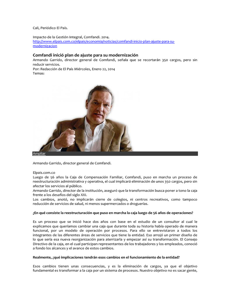 Impacto Gestion Integral Comfandi Descargar gratis PDF Economias