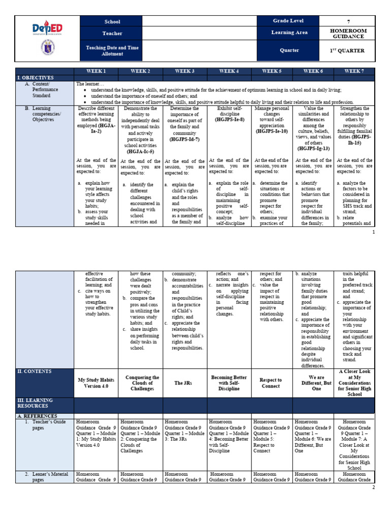 Homeroom Guidance: Study Skills Module | PDF | Disciplines | Learning