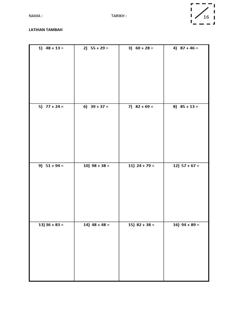 Latihan Tambah Tolak Pdf