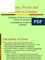 Certainty, Privity and Capacity To Contract