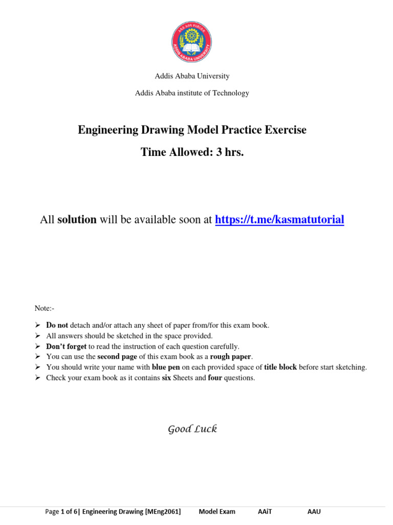 Engineering Drawing Model Exam Paper | PDF