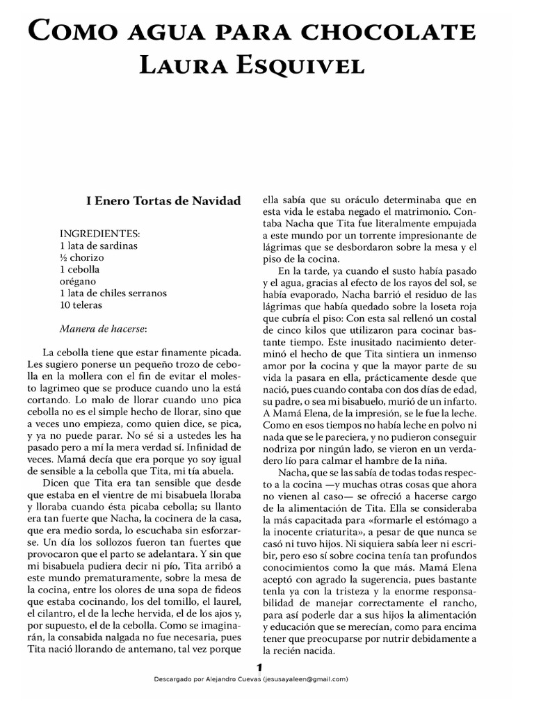 Como Agua para Chocolate PDF