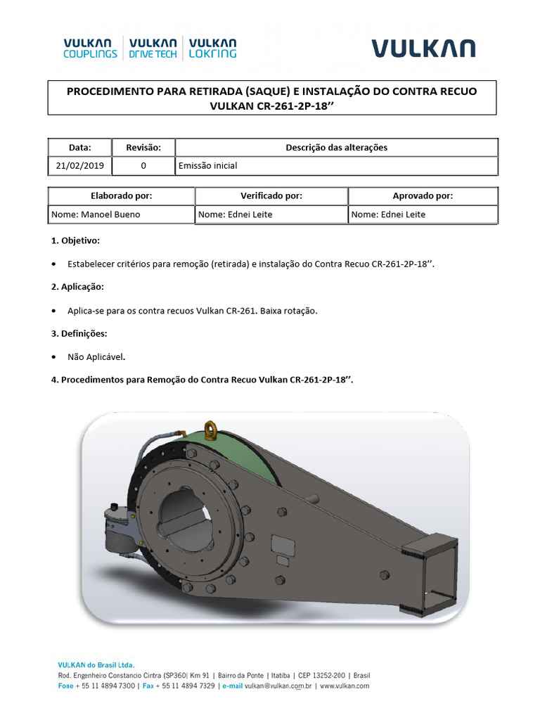 Instalação do Contra Recuo Vulkan CR-261 | PDF | Parafuso | Engenharia ...