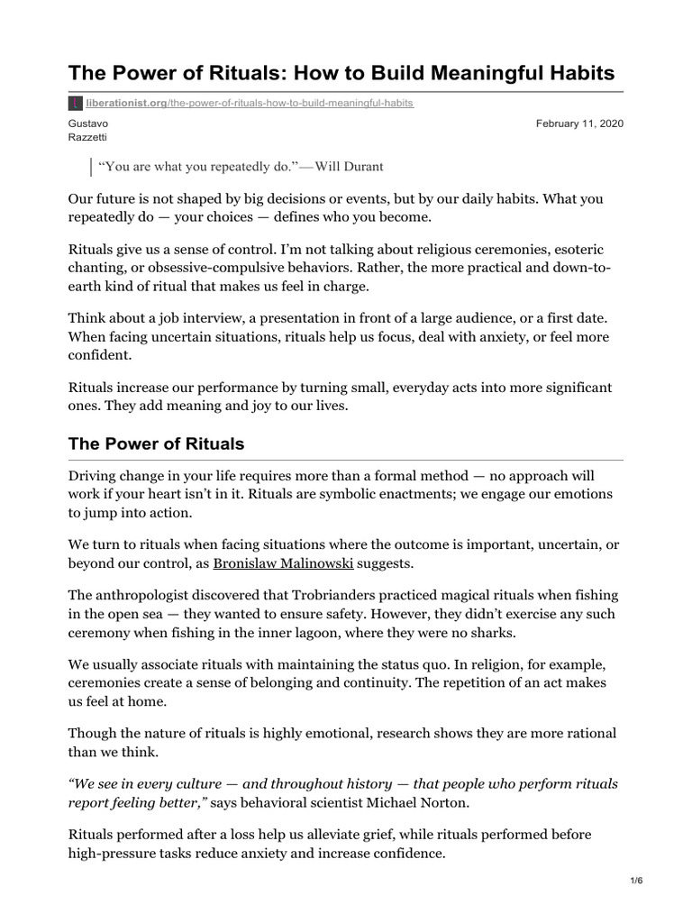 The Power of Meaningful Rituals | PDF | Rituals | Psychology