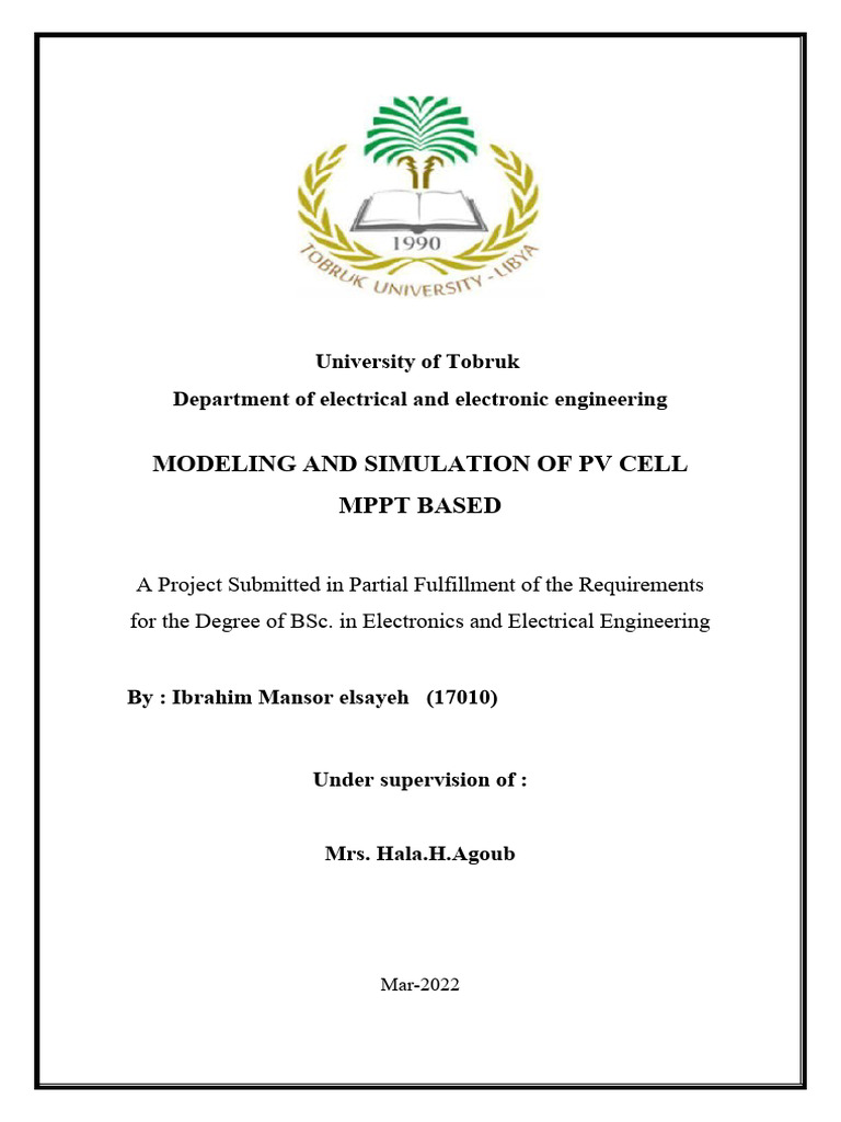 PV Cell MPPT Simulation Project | PDF