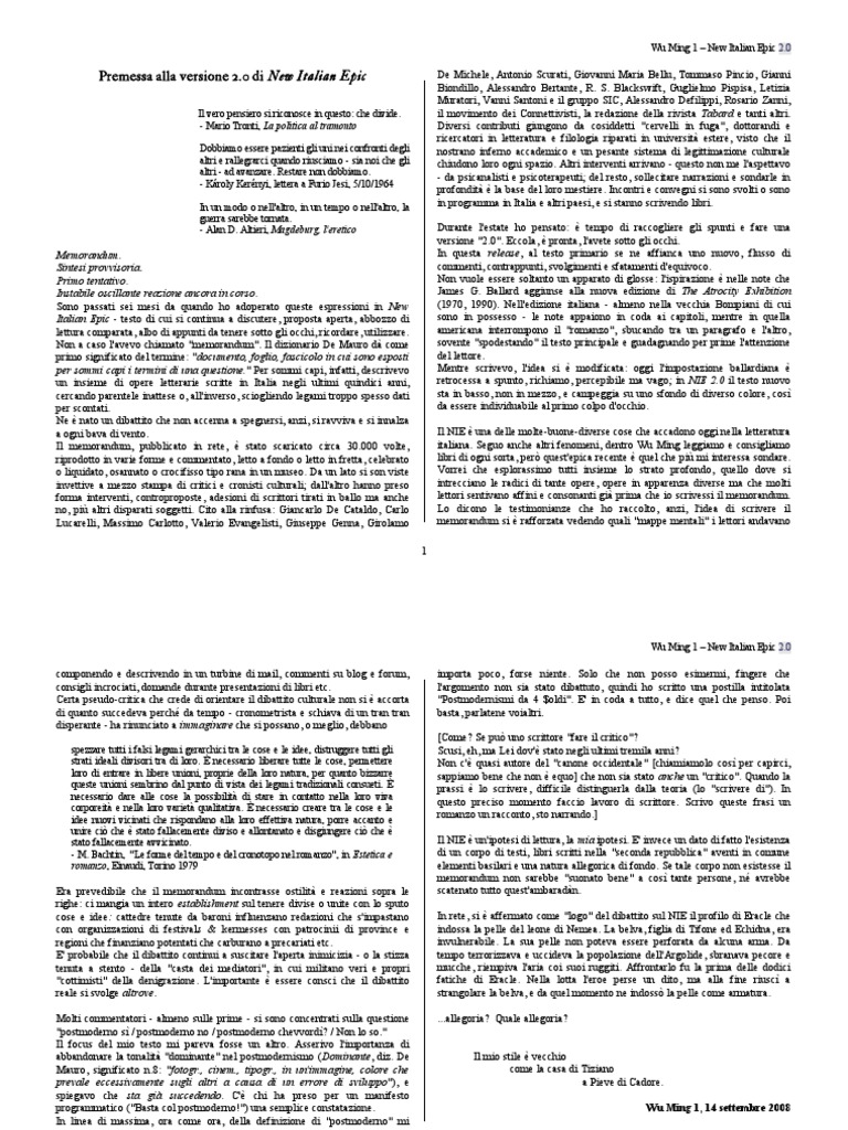 Wu Ming New Italian Epic - 