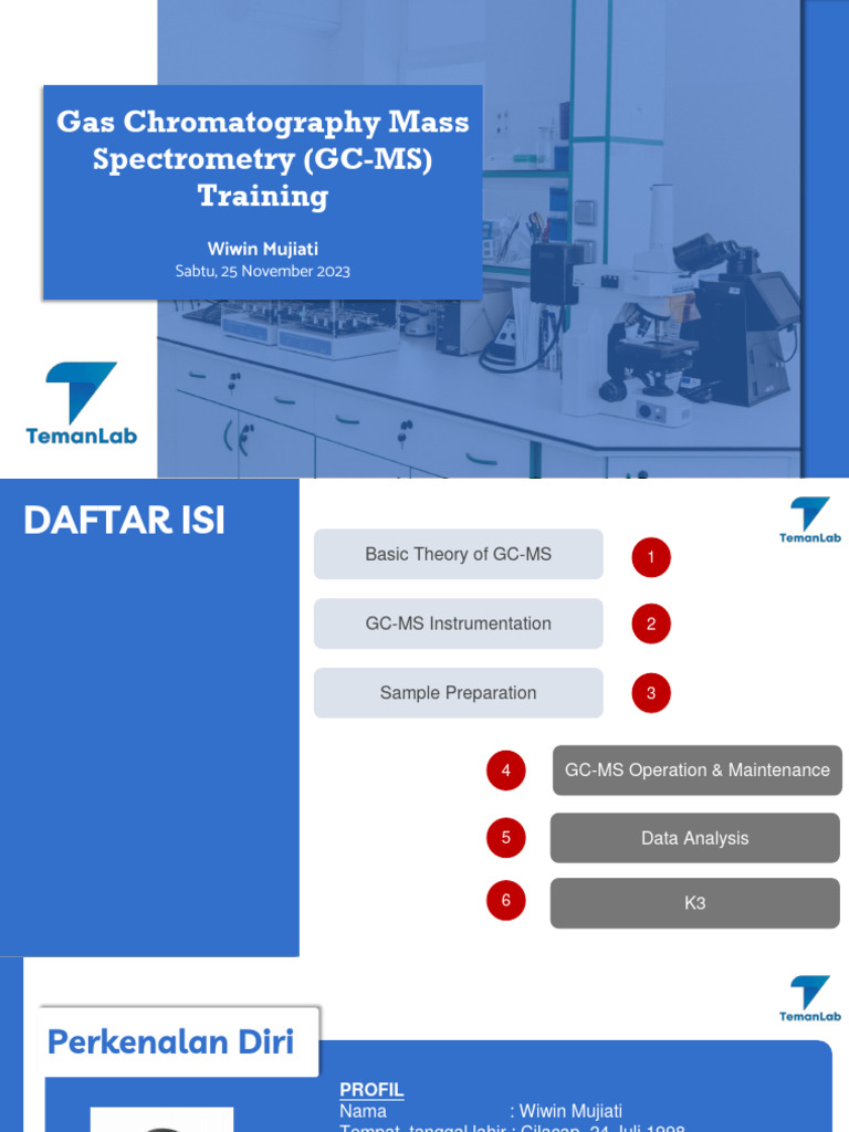 GCMS Training 25112023 Teman Lab PDF Mass Spectrometry Gas