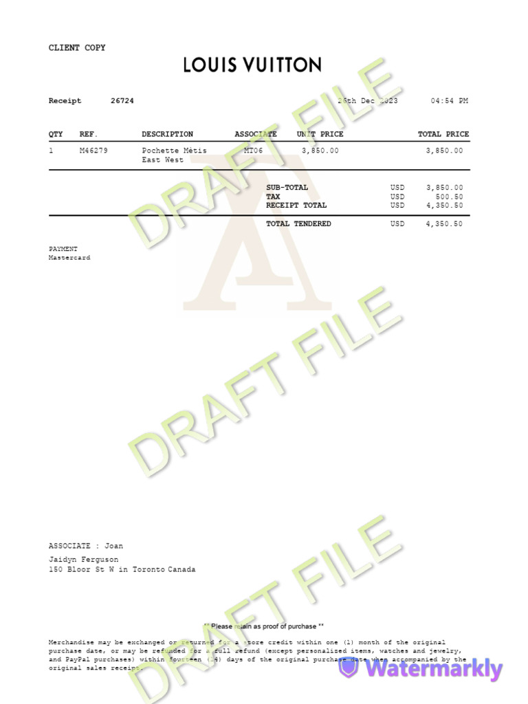 LV Receipt | PDF
