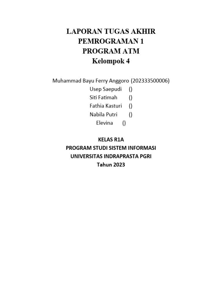 Laporan Tugas Akhir Pemrograman Pdf