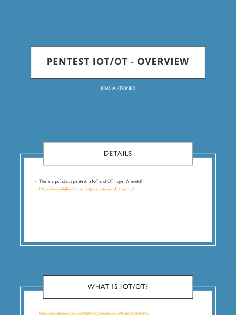 Pentest IoT and OT - Overview | PDF