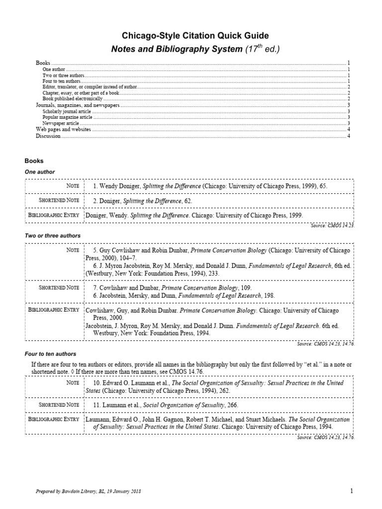 Chicago Note Bibliography | PDF
