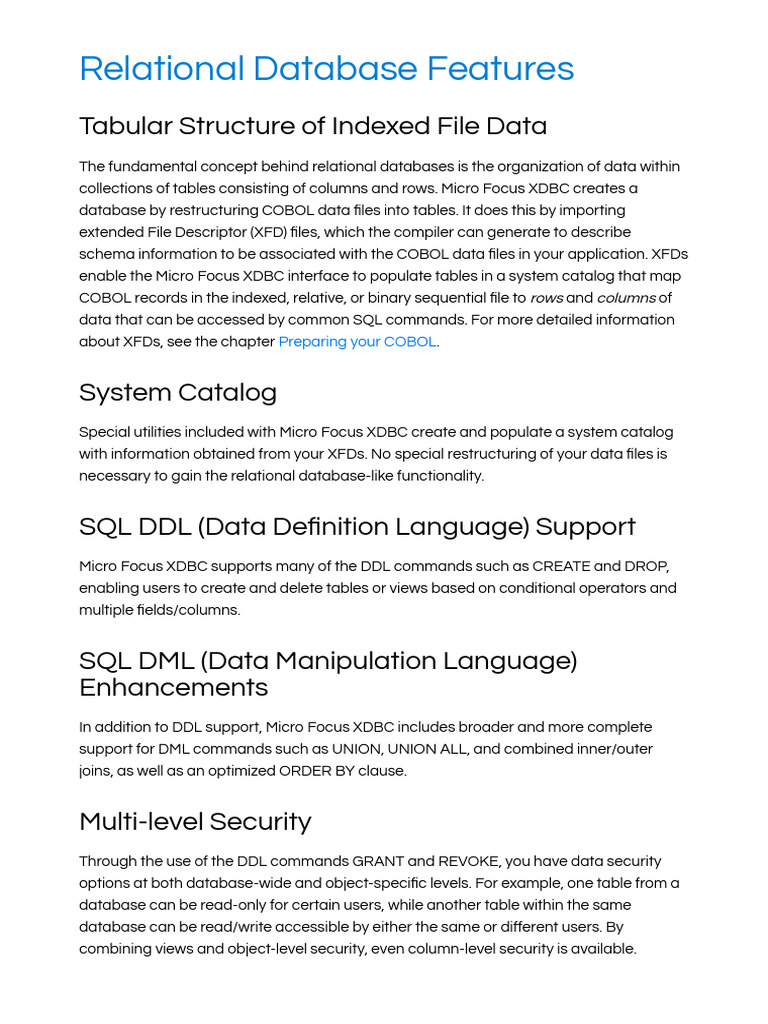 Relational Database Features | PDF