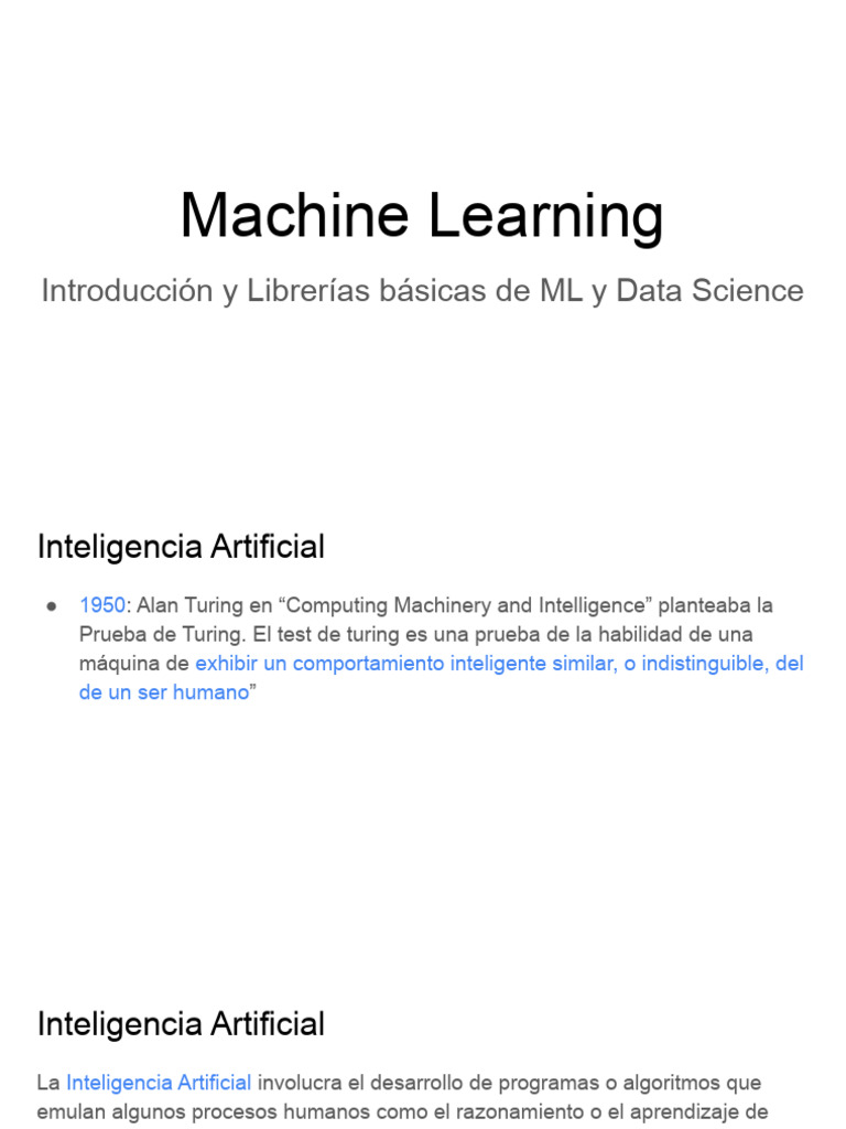 Introducción a Machine Learning y IA | PDF | Aprendizaje automático ...