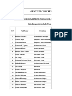 Lists of Employee at Workshop and Plant
