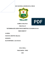 Determinación Espectrofotométrica de Hierro en Un