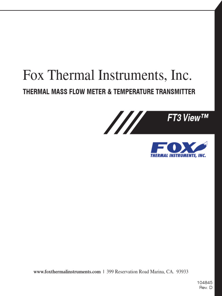 Fox Thermal FT3 View Instruction Manaul | PDF | Flow Measurement ...