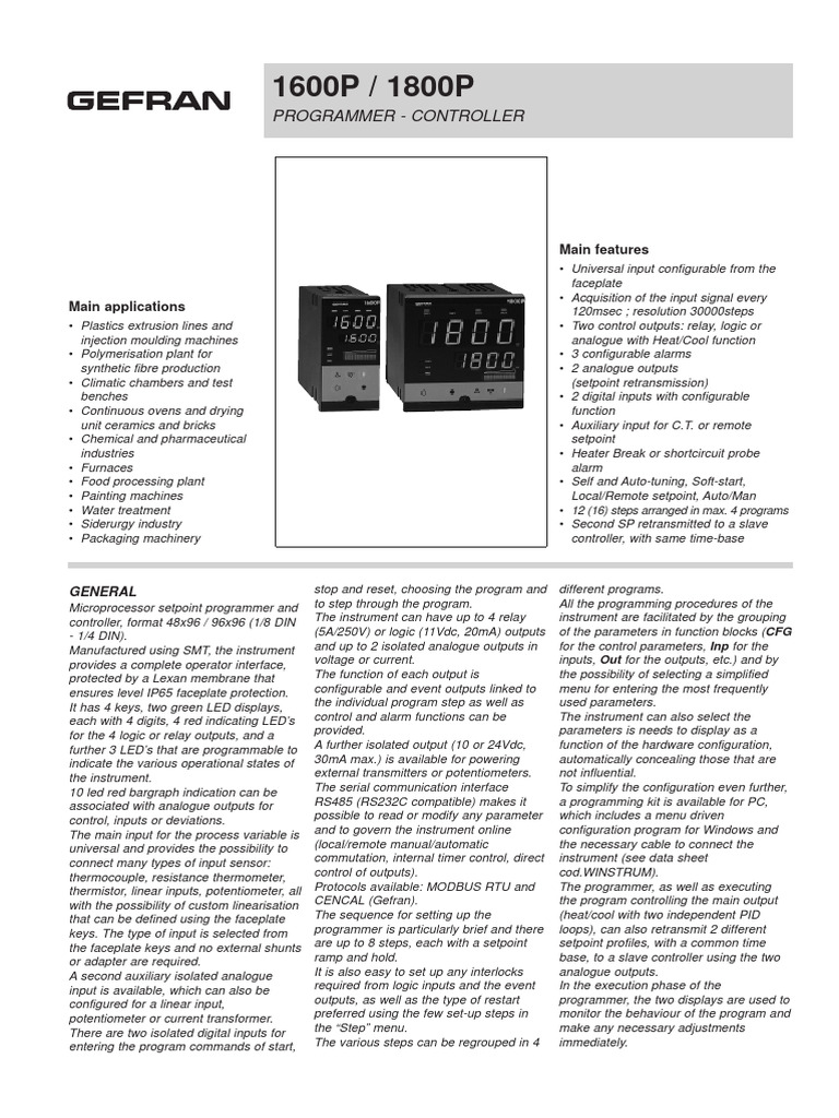 1600P/1800P Programmable Controller | PDF | Power Supply | Relay