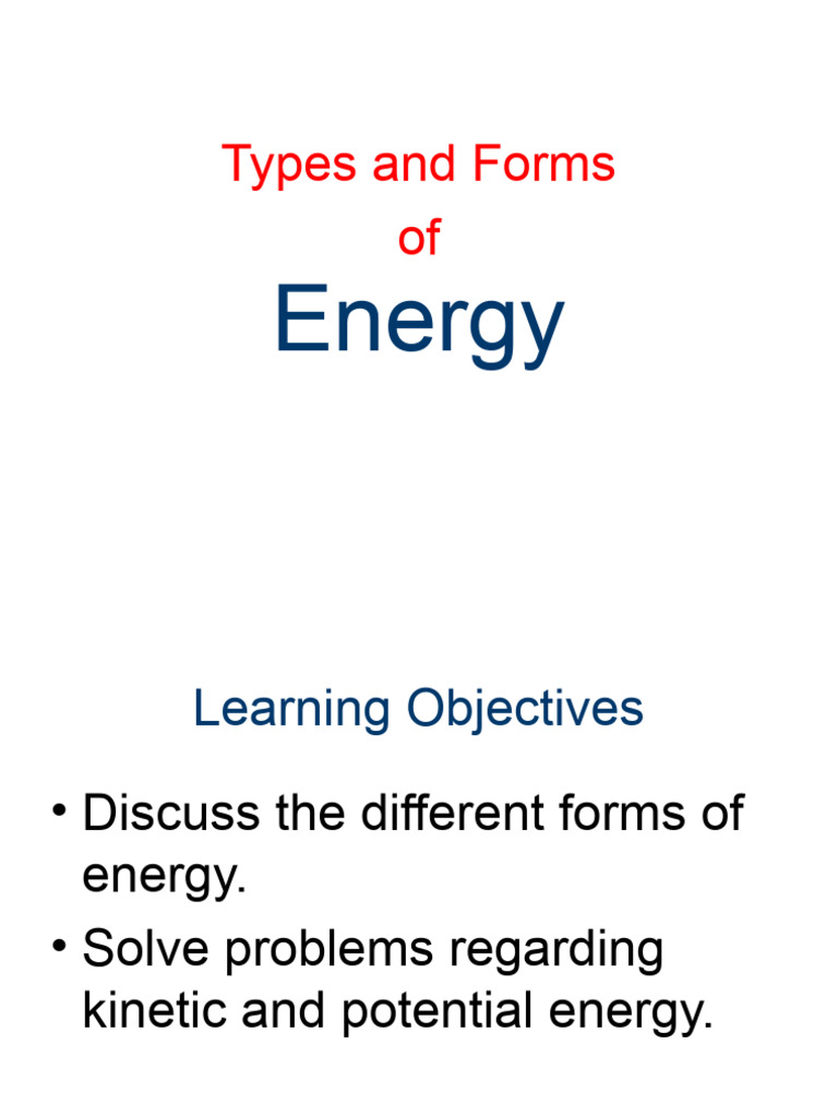 Physics 12 Forms of Energy PDF Potential Energy Energy