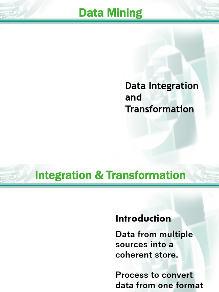 Data Integration and Transformation in Mining | PDF | Cluster Analysis ...