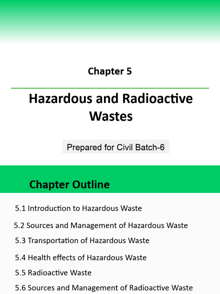 Chapter5 Hazardous and RadioActive Wastes PDF Radioactive Waste