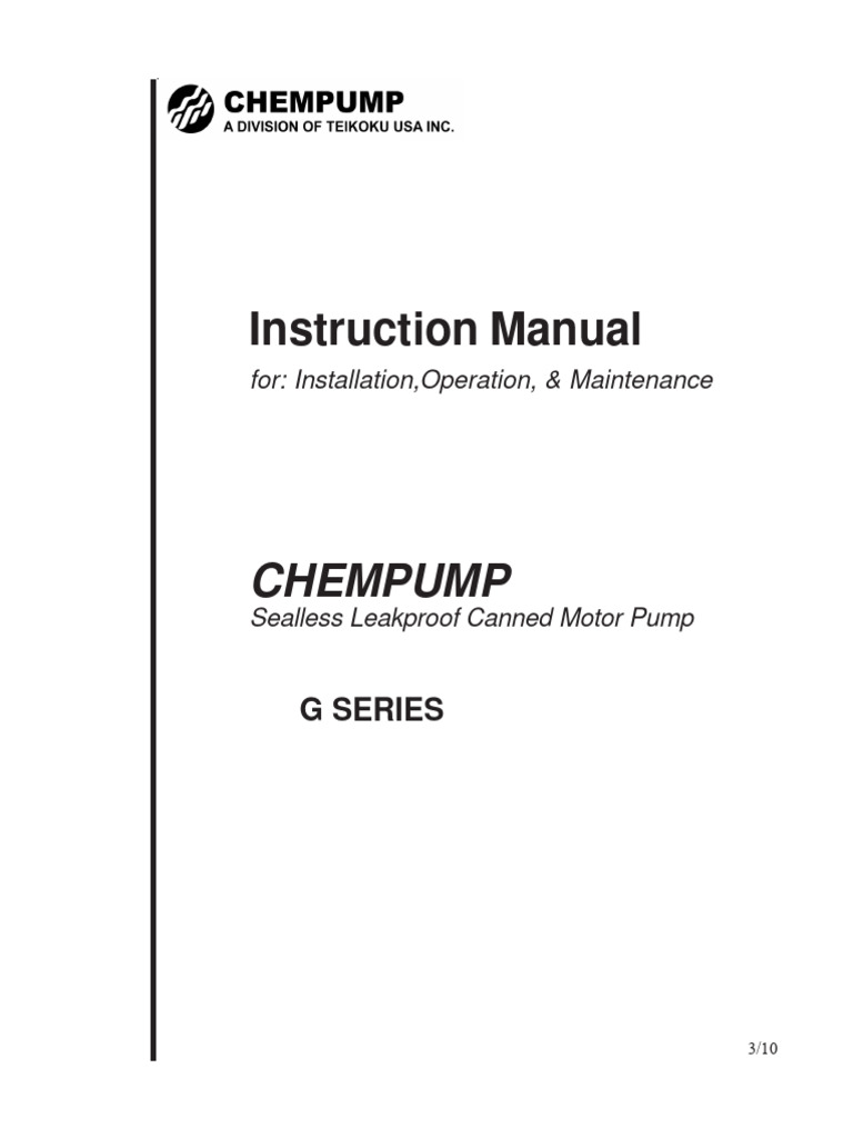 GSeries IOM 514 PDF Electric Motor Pump
