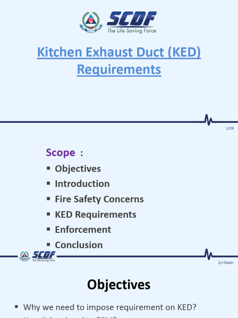 SCDF FSM Briefing Kitchen Exhaust Duct (KED) PDF Fires Duct (Flow)