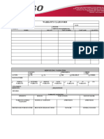 Warranty Claim Form