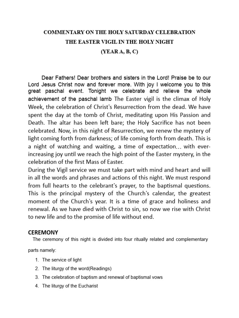 Easter Vigil Pdf Eucharist Baptism