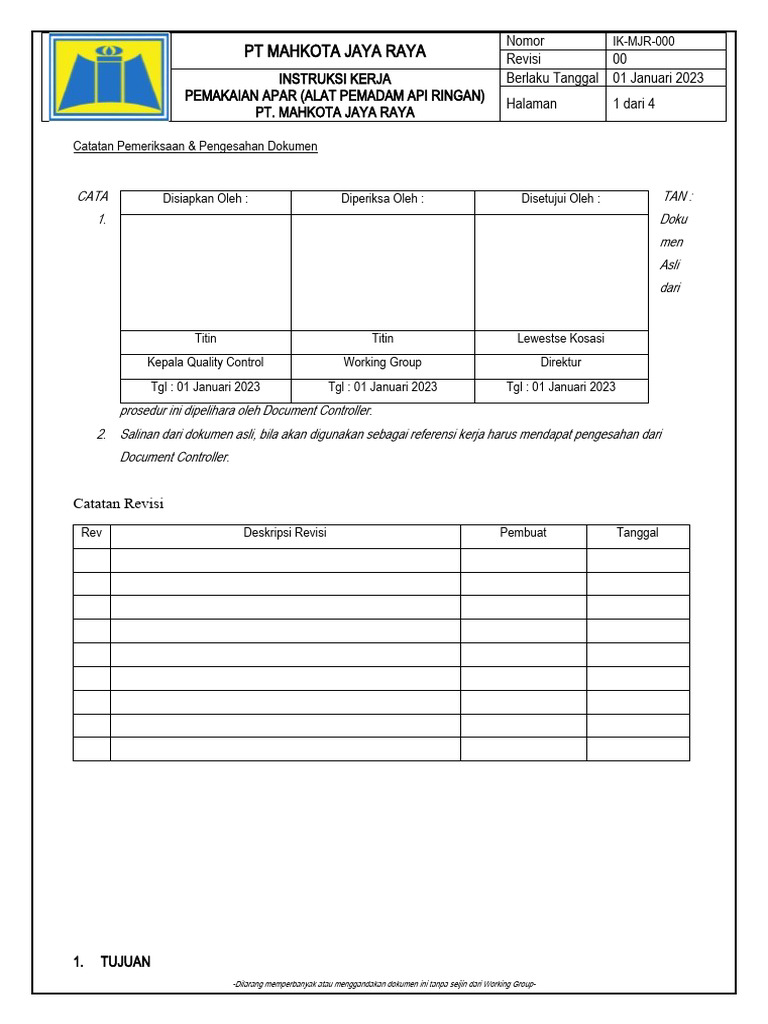 Instruksi Kerja APAR | PDF