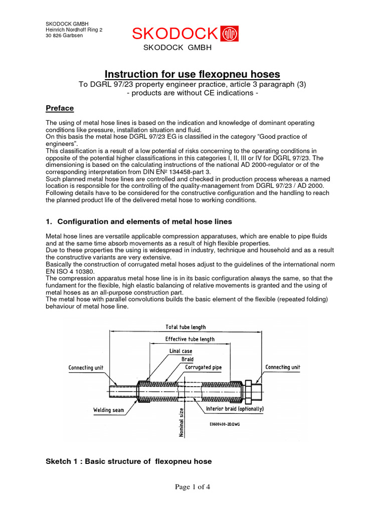 Flexopneu Hose Usage Instructions | PDF | Metals | Pipe (Fluid Conveyance)