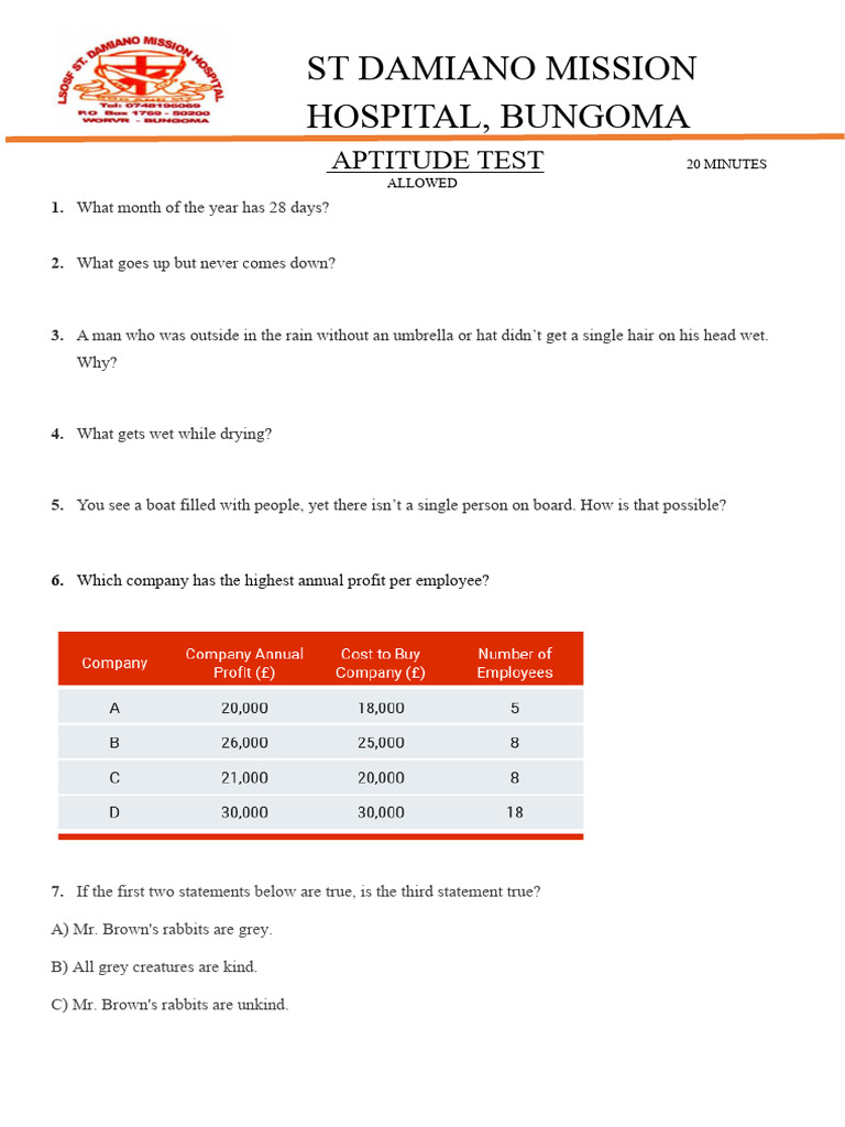 Aptitude Test | PDF
