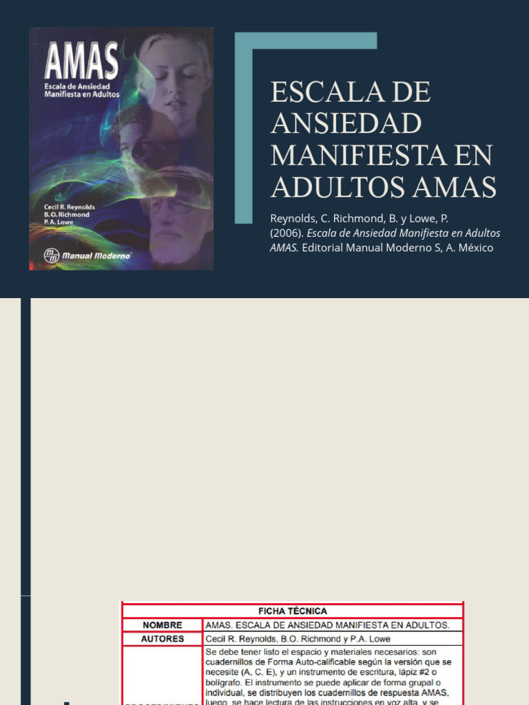 Escala AMAS de Ansiedad en Adultos | PDF | Ansiedad | Validez ...