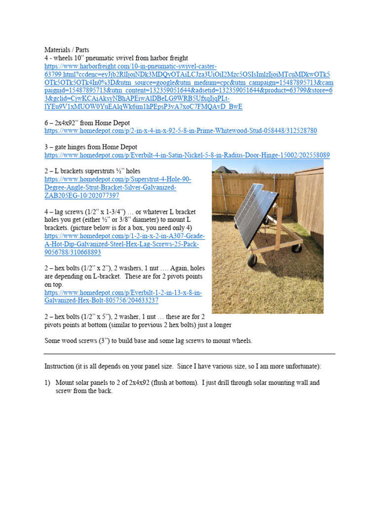 Moveable Solar Mounting Rack | PDF | Screw | Components