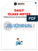 PSIR - India's Look East Policy - India European Union - India West Asia - Daily Class Notes