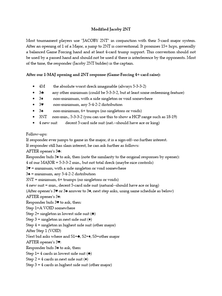 Modified Jacoby 2NT | PDF