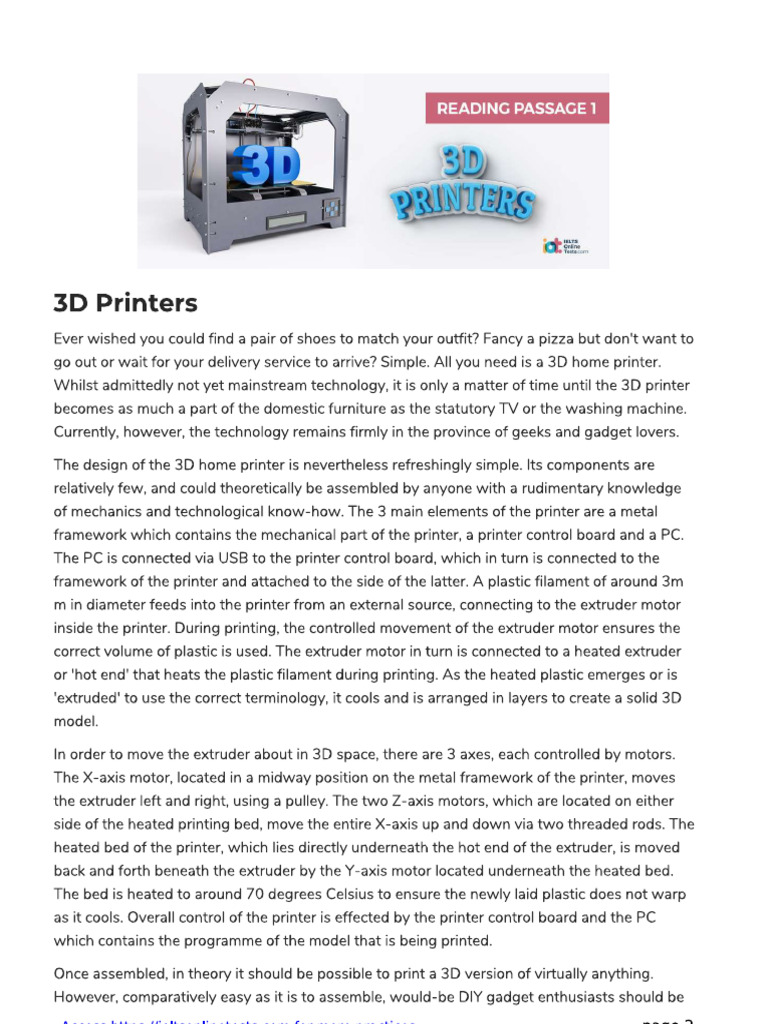 3d Printer Reading | PDF