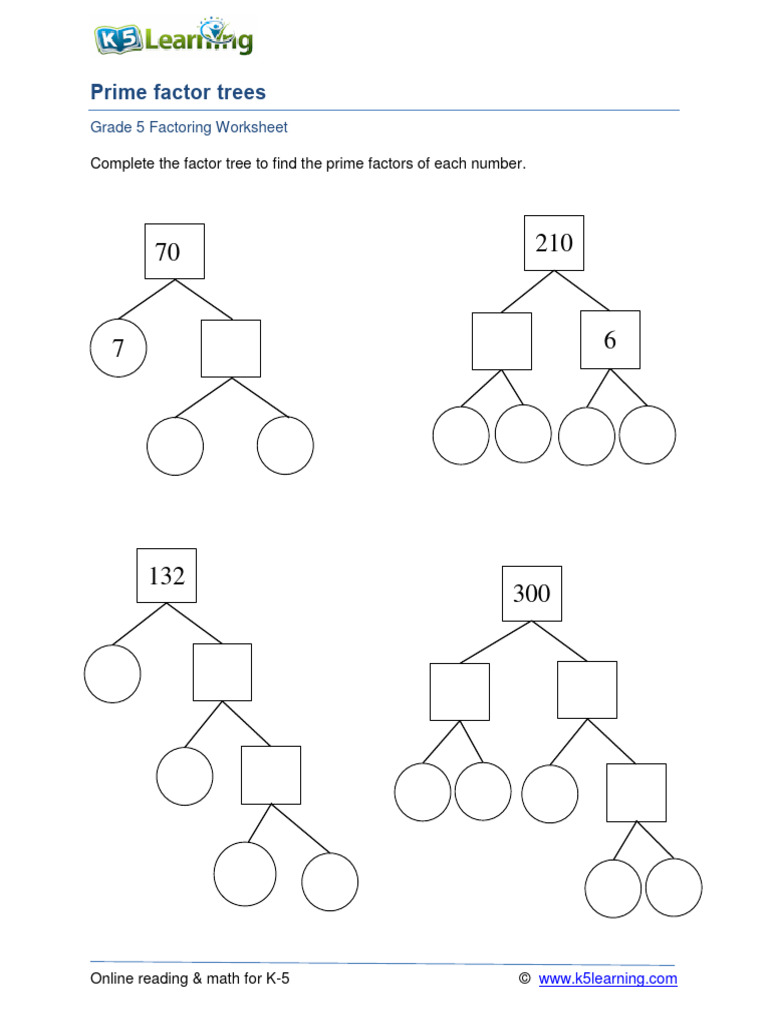 Grade 5 prime factor trees d pdf
