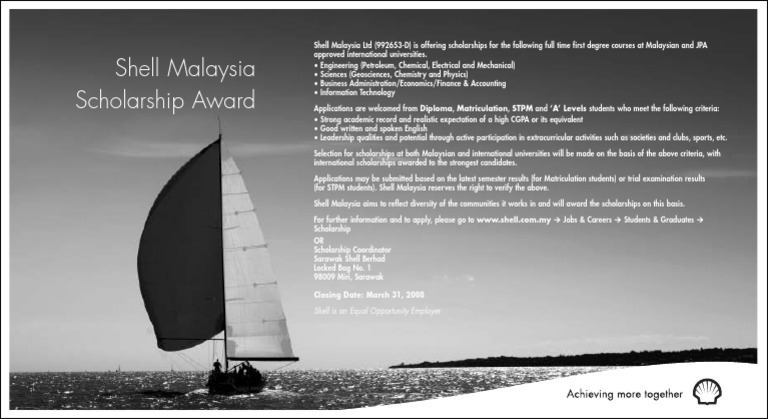 Shell Malaysia Scholarship Opportunities | PDF