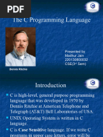 The C Programming Language: Presented by Madhur Jain 220130800032 CSE (3 Sem)