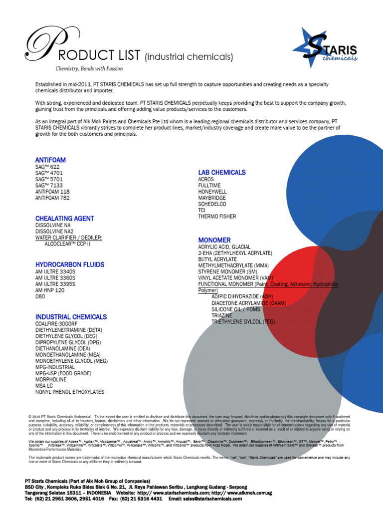 Industrial Product List 052018 Anti Foam | PDF | Chemistry | Polymer ...
