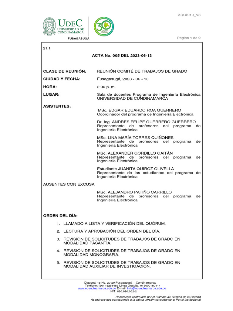 Acta 005 2023 06 13 | PDF | Software | Software de la aplicacion