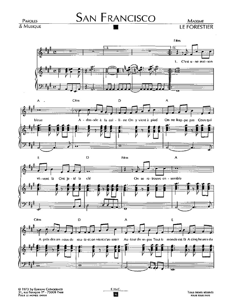 san-francisco-maxime-le-forestier-partition-sheet-music-pdf