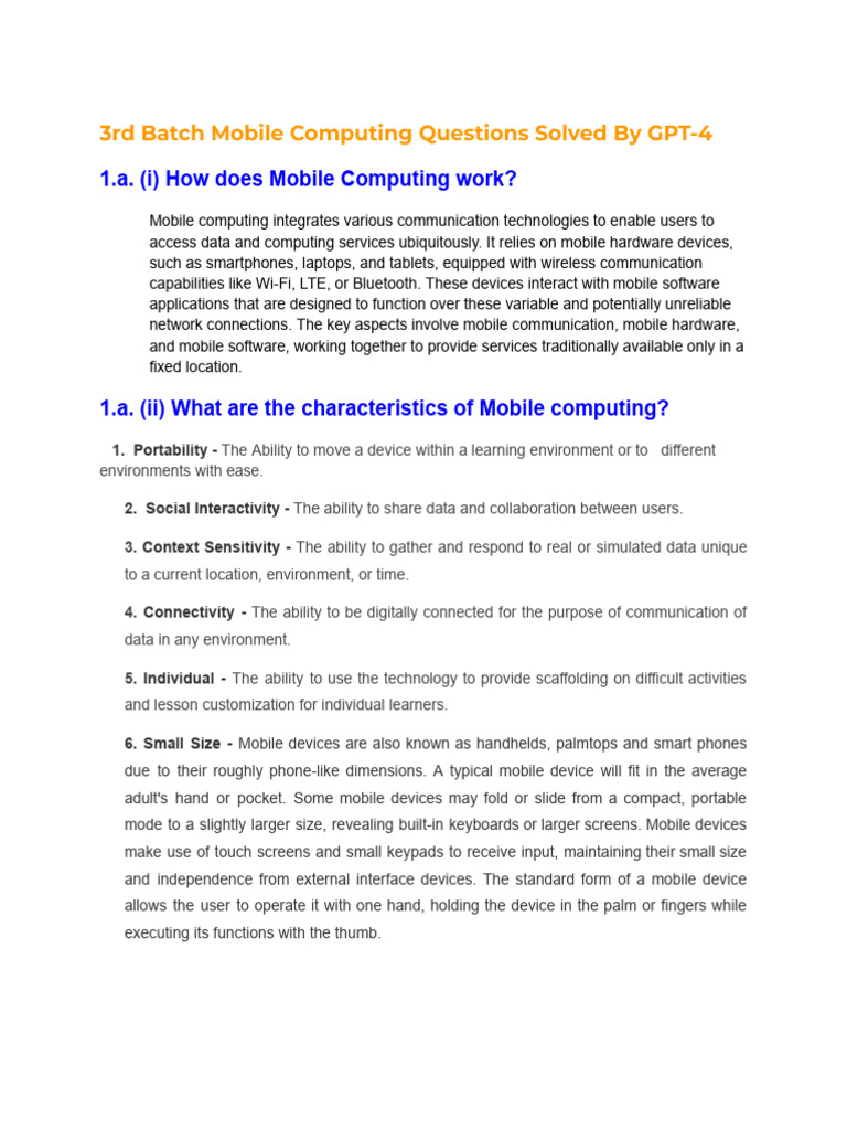 Mobile Computing Essentials Explained | PDF | Technology & Engineering