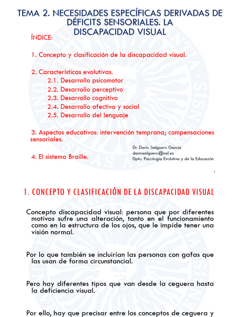 Necesidades Educativas de la Discapacidad Visual | PDF | Ojo humano ...
