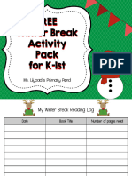 Free Winter Break Activity Pack For K-1st: Ms. Lilypad's Primary Pond