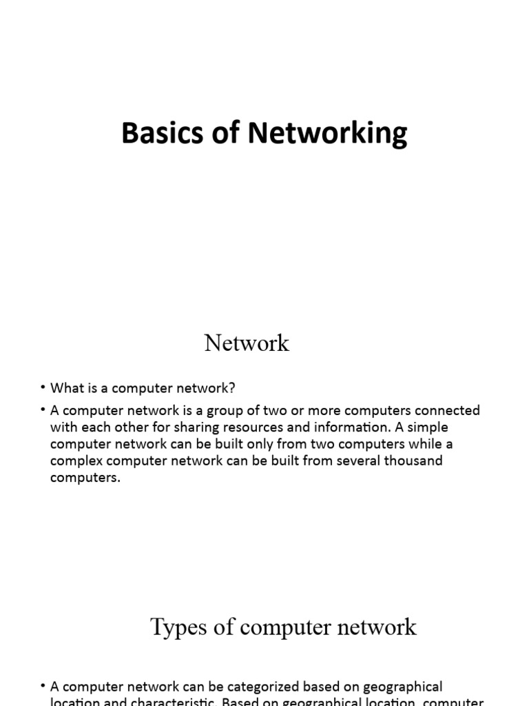 Basics of Networking | PDF